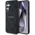 GUESS Læderetui med MagSafe til Samsung Galaxy S25 med klassisk logo - Svart