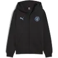 Puma Manchester City FtblEssentials Hooded Jacket Youth, Clothing, Black/Light Blue, 13-14Y