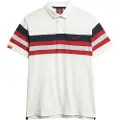 Superdry Superdrytil mænd. M1110424A Let, strikket poloshirt med hvide striber (XXL), Casual, Bomuld, Korte ærmer