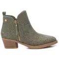 Xti Xtitil kvinder. 14388604-KAKI Ankelstøvler i læder 143886 grøn (41), 3-5 cm, 5-8 cm, Lynlås, Casual