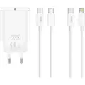 XO USB-oplader med USB-C PD 20W + USB-C-kabel