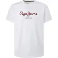 Pepe Jeans Pepe Jeanstil mænd. PM508208 Eggo N T-shirt hvid (L), Casual, Bomuld, Korte ærmer, Bæredygtig