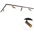 QAZQA Moderne skinnesystem med 5 spots mørk bronze 1-faset GU10 35mm - Iconic Jeana Luxe
