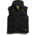 Superdry Superdrytil mænd. M5011708A Quiltet vest med hætte Everest sort (L), Casual, Bæredygtig, Genanvendt nylon