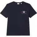 Gant Ganttil mænd. 2067004 Archive Shield navy broderet T-shirt (L), Casual, Bomuld, Korte ærmer, Blå