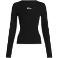 Karl Lagerfeld Karl Lagerfeldtil kvinder. A3W18025 Ribbet T-shirt sort (L), Casual, Bomuld, Korte ærmer