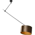 QAZQA Pendellampe Sort med Bronze Velourskærm 35cm - Blitz