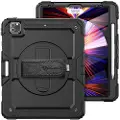 Armor-X Rainproof Military Grade Rugged Case With Hand Strap And Kick-stand Ipad Pro 12.9" 3rd Gen, Ipad Pro 12.9" 4th Gen, Ipad Pro 12.9" 5th Gen, Ipad Pro 12.9" 6th Gen Sort
