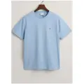 Gant Ganttil mænd. 2003184 Skjold T-shirt blå (XXS), Casual, Bomuld, Korte ærmer, Bæredygtig