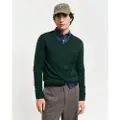 Gant Ganttil mænd. 8050209 Trøje i ekstra fin merinould med grøn v-hals-krave (XL), Casual, Bomuld