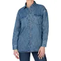 Pepe Jeans Pepe Jeanstil kvinder. PL402486 Overshirt Quiltet skjorte blå (M), Casual, Bomuld, Lange ærmer, Bæredygtig
