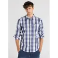 LOIS Jeans Lois Jeanstil mænd. 145593026 Langærmet skjorte Ternet print med blå brystlomme (3XL), Casual, Bomuld, Lange ærmer