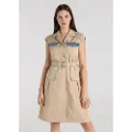LOIS Jeans Lois Jeanstil kvinder. 448372712 Midikjole med korte ærmer og trench cut brun (S), Casual, Polyester