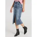 LOIS Jeans Lois Jeanstil kvinder. 411582644 Tejana midi-nederdel med høj talje og slids foran med blå nitter (26), Casual, Bomuld, Denim
