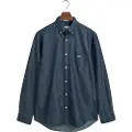 Gant Ganttil mænd. 3000400 Skjorte Regular Fit navy indigo (S), Casual, Bomuld, Klassisk, Lange ærmer, Blå