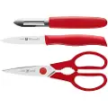 Zwilling Grøntsagskniv TWIN GRIP i et sæt, sæt med 3 stk, med grøntsagsskræller og saks, Zwilling