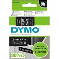 Dymo D1 tape | 12mm x 7m rulle | hvid på sort