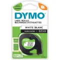 Dymo Letratag papirtape | sort på hvid | 12mm x 4m rulle