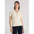 Victorio & Lucchino Victorio & Lucchino, V&Ltil kvinder. 350148130 Kortærmet strikket poloshirt med beige heraldiske knapper (XXL), Casual, Bomuld, Korte ærmer