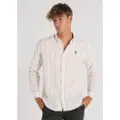 Victorio & Lucchino Victorio & Lucchino, V&Ltil mænd. 640327202 Langærmet skjorte med hvidt stribeprint (XL), Casual, Bomuld, Lange ærmer
