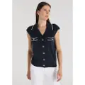 Victorio & Lucchino Victorio & Lucchino, V&Ltil kvinder. 350138130 Kortærmet poloshirt med blå heraldiske knapper (XS), Casual, Bomuld, Korte ærmer