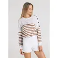 LOIS Jeans Lois Jeanstil kvinder. 453172741 Box Neck Pullover White Untucked Detail (XXL), Hvid, Casual, Bomuld