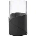 Fyrklövern Vase FOLD NUPO 15 cm, antracit, læder / glas1, LIND DNA