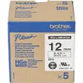 Brother Tape 12mm Hge-231v5 Sort/hvid 5-pack