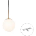 QAZQA Art Deco Pendellampe guld med opalglas inkl. skinneadapter hvid 1-faset - Slimline Flore