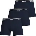 Hugo Boss BOSStil mænd. 50475282 Pakke med 3 navy logo-boksere (M), Afslappet, Bomuld, Blå