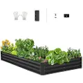 Vevor Højbed i metal, 8 x 4 x 1 ft udendørs galvaniseret plantekasse, med åben bund, stort højbed til havebrug af grøntsager, blomster, urter og sukkulenter, mørkegrå