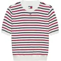 Tommy Hilfiger Tommy Jeanstil kvinder. DW0DW19336 Kortærmet slim fit-trøje hvid (XS), Casual, Flerfarvet, Bomuld, Korte ærmer