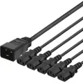Deltaco Strøm-splitter 1 C20 To 5 C13 16a 1m 1m. Iec C20 Sort