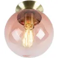 QAZQA Art Deco loftslampe messing med lyserødt glas - Pallon