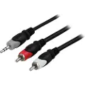 Deltaco Lydledning 3,5 mm ha - 2 x RCA ha 5 m, sort 7340004633808 Modsvarer: N/A