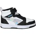 Puma Rebound V6 Mid Space Belle Sneakers Kids, Shoes, Black/Lilac Crush/White, 29