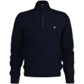 Gant Ganttil mænd. 8030170 Bomuldstrøje med halv lynlås Casual navy (4XL), Lange ærmer, Blå