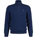 Gant Ganttil mænd. 8030170 Pullover med halv lynlås Casual navy (4XL), Bomuld, Lange ærmer, Blå