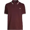 Fred perry Fred Perrytil mænd. M3600 Rødbrun poloshirt med piping (M), Casual, Bomuld, Korte ærmer