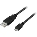 Deltaco USB 2.0 type A til Micro-B USB, 5-pin, 2m, sort 7340004661306 Modsvarer: N/A