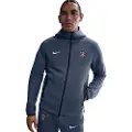 Nike Paris Saint-Germain Tech Nike Soccer Windrunner-hættetrøje i fleece med lynlås til mænd - blå