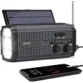 Lippa LPFMR02 FM-nødradio med håndsving, solcellepanel, powerbank 4500mAh - Sort