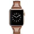 Mtp Products Apple Watch Series 11/10/9/8/SE 3/SE (2022)/7/SE/6/5/4/3/2/1 Slim Læder Rem - 42mm/41mm/40mm/38mm - Kaffe
