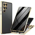 Mtp Products Samsung Galaxy S24 Ultra Magnetisk Cover med Hærdet Glas - Privatliv - Guld