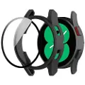 Mtp Products Samsung Galaxy Watch FE Plastikcover med Skærmbeskyttelse Hærdet Glas - 40mm - Sort