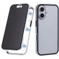 Mtp Products iPhone 16 Plus Magnetisk Cover med Hærdet Glas - Privatliv - Sølv