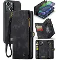 CASEME iPhone 16 Caseme 008 2-i-1 Multifunktionel Pung - Sort