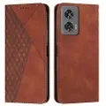 Mtp Products Motorola Edge 50 Fusion/G96 Rombe Mønster Pung Cover med magnetisk lukning - Brun