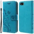 Mtp Products iPhone 7/8/SE (2020)/SE (2022) Butterfly Series Flip Cover med Pung - Blå