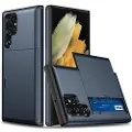 Mtp Products Samsung Galaxy S22 Ultra 5G Hybrid Cover med Glidende Kortslot - Mørkeblå